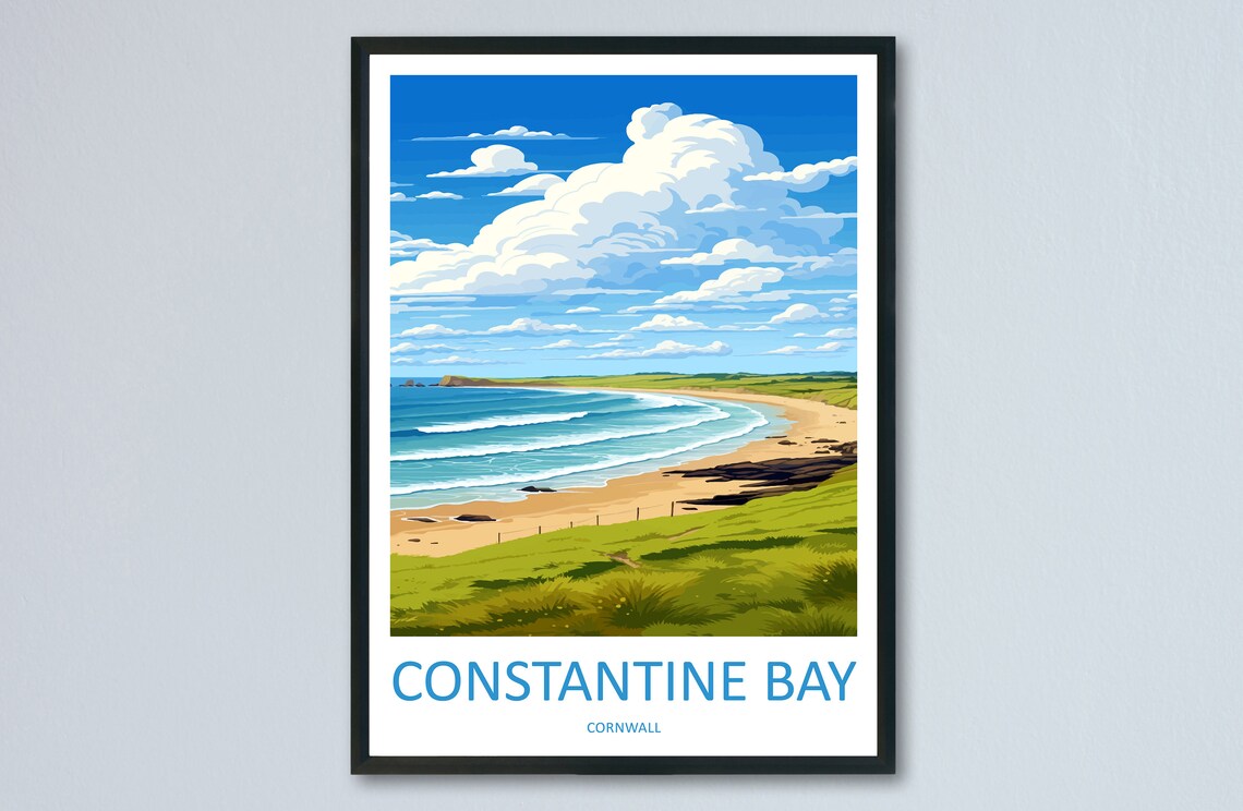 Constantine Bay Travel Poster, Cornwall Wall Art