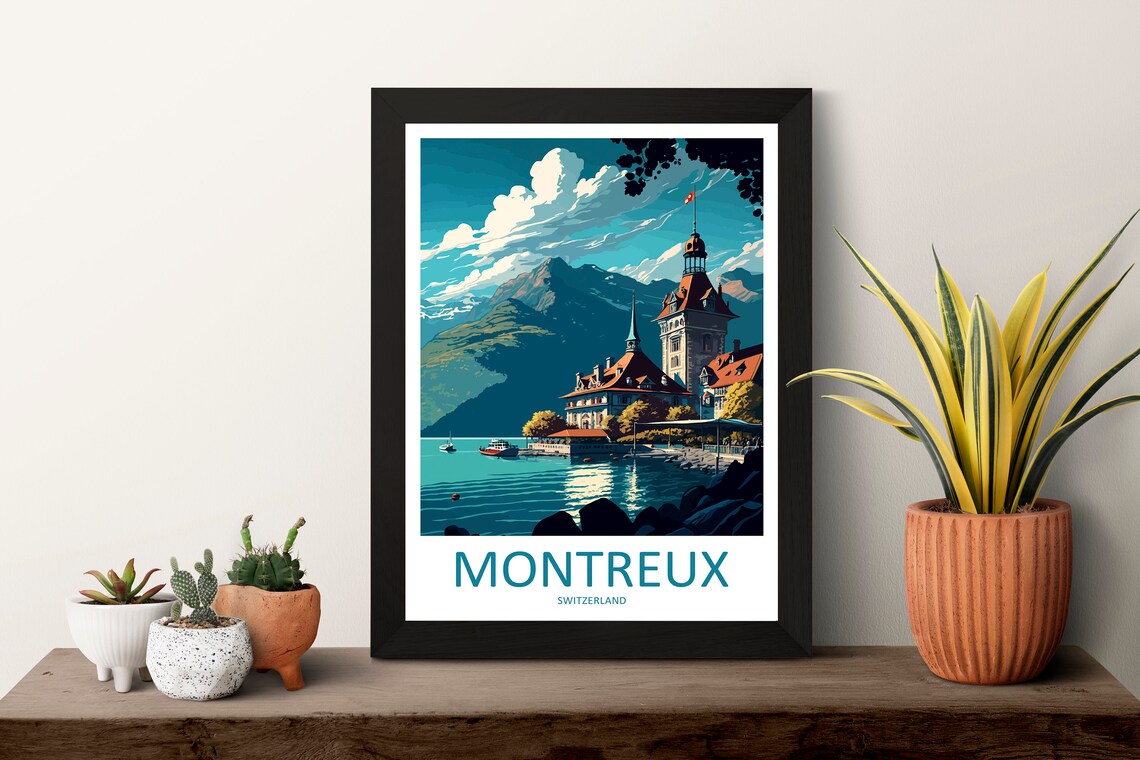 Montreux Travel Poster, Switzerland Wall Decor - Image 3