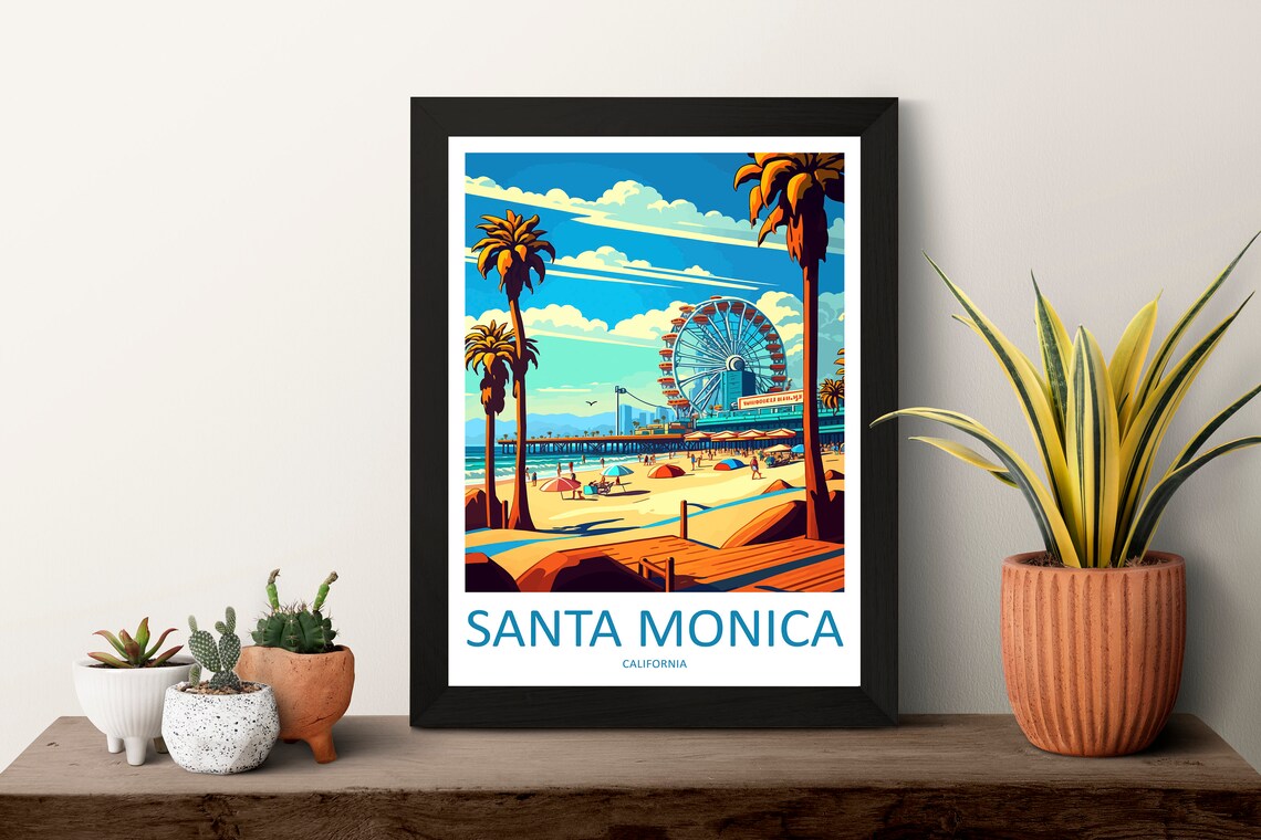 Santa Monica Travel Poster, California Wall Decor - Image 3