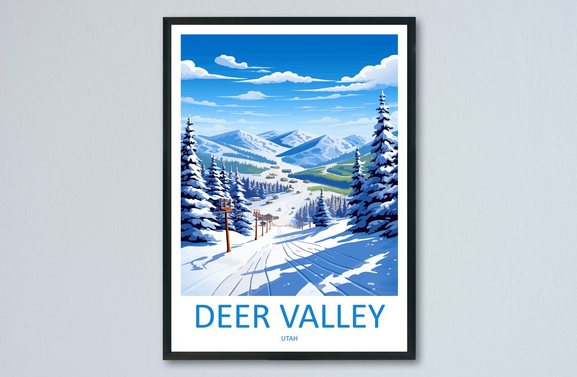 Deer Valley Travel Poster, Utah Art Print