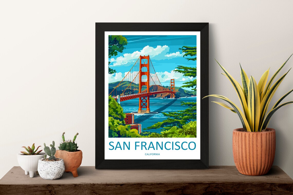 San Francisco Golden Gate Travel Poster, Home Decor - Image 3