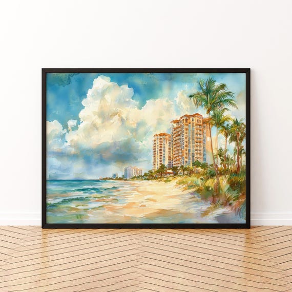 Marco Island Watercolor Poster Landscape Wall Art Hanging Home Dcor Gift Lovers United States