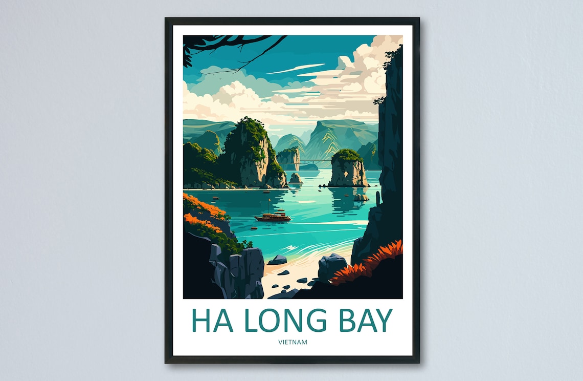 Ha Long Bay Travel Poster, Vietnam Wall Art