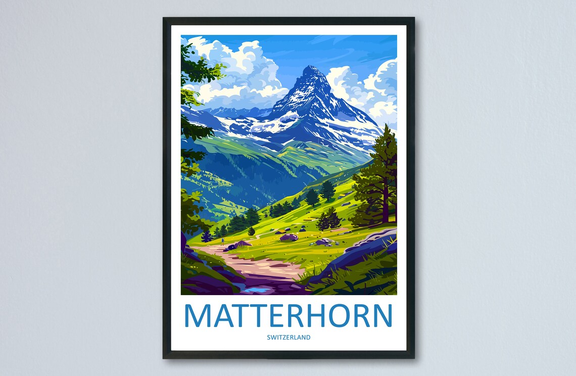 Matterhorn Switzerland Green Summer Meadow Hiking Trail Poster