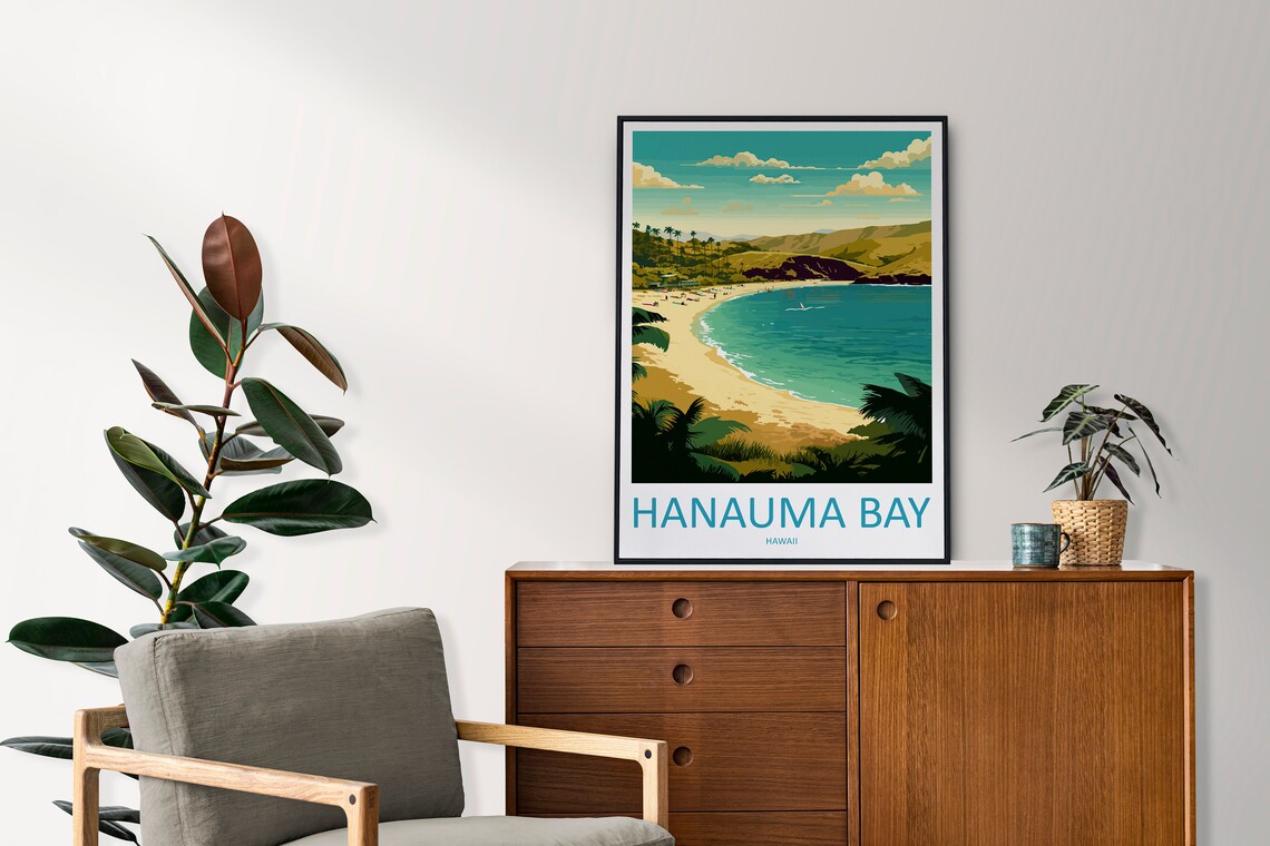 Hanauma Bay Hawaii Curved Beach Cove Turquoise Water View Poster - Image 2