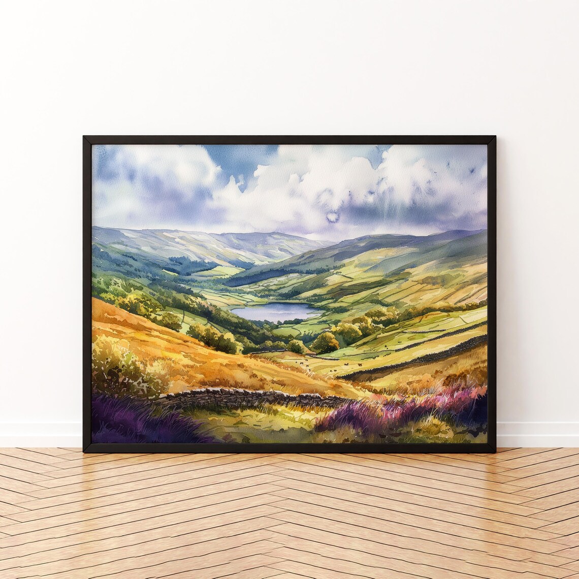 Brecon Beacons Watercolor Poster, UK Landscape Art Print