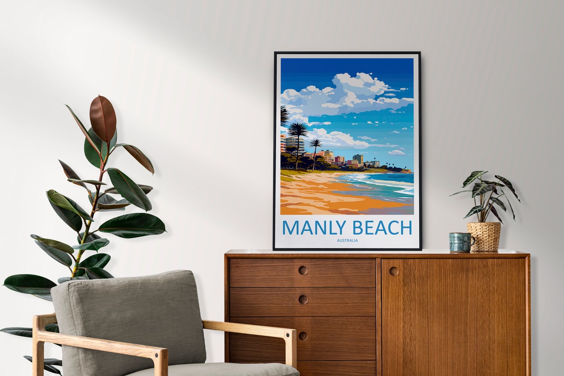 Manly Beach Sydney Australia Surf Coastline City Travel Poster - Image 2