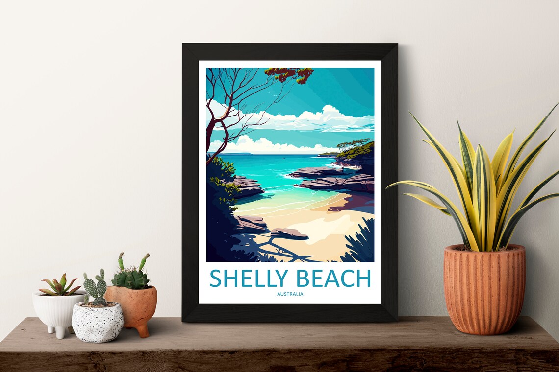 Shelly Beach Australia Turquoise Cove Sandy Bay Coastal Travel Poster - Image 3