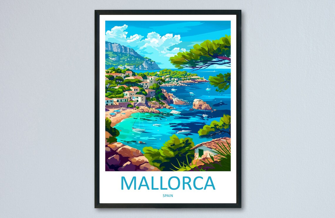 Mallorca Travel Poster, Spain Wall Art for Home