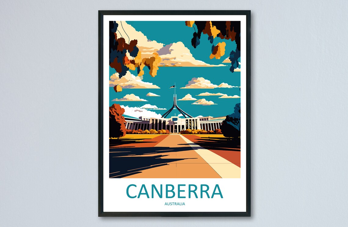 Canberra Travel Poster, Australia Wall Art Print