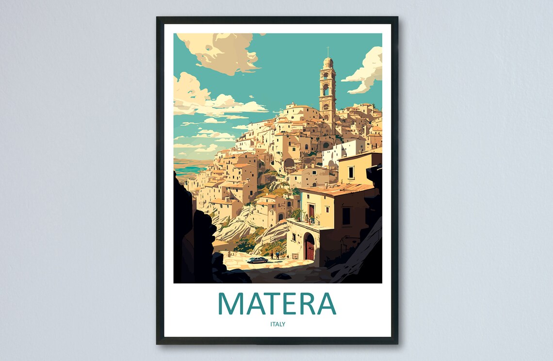 Matera Travel Poster, Italy Wall Art Print