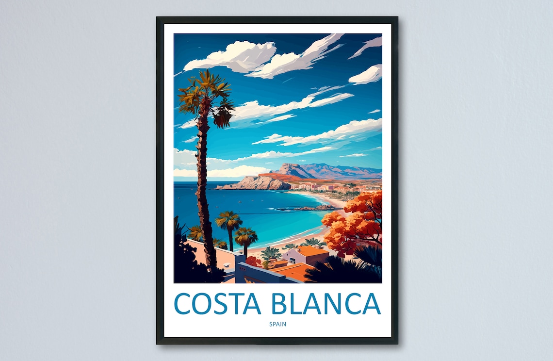Costa Blanca Travel Poster, Spain Wall Art