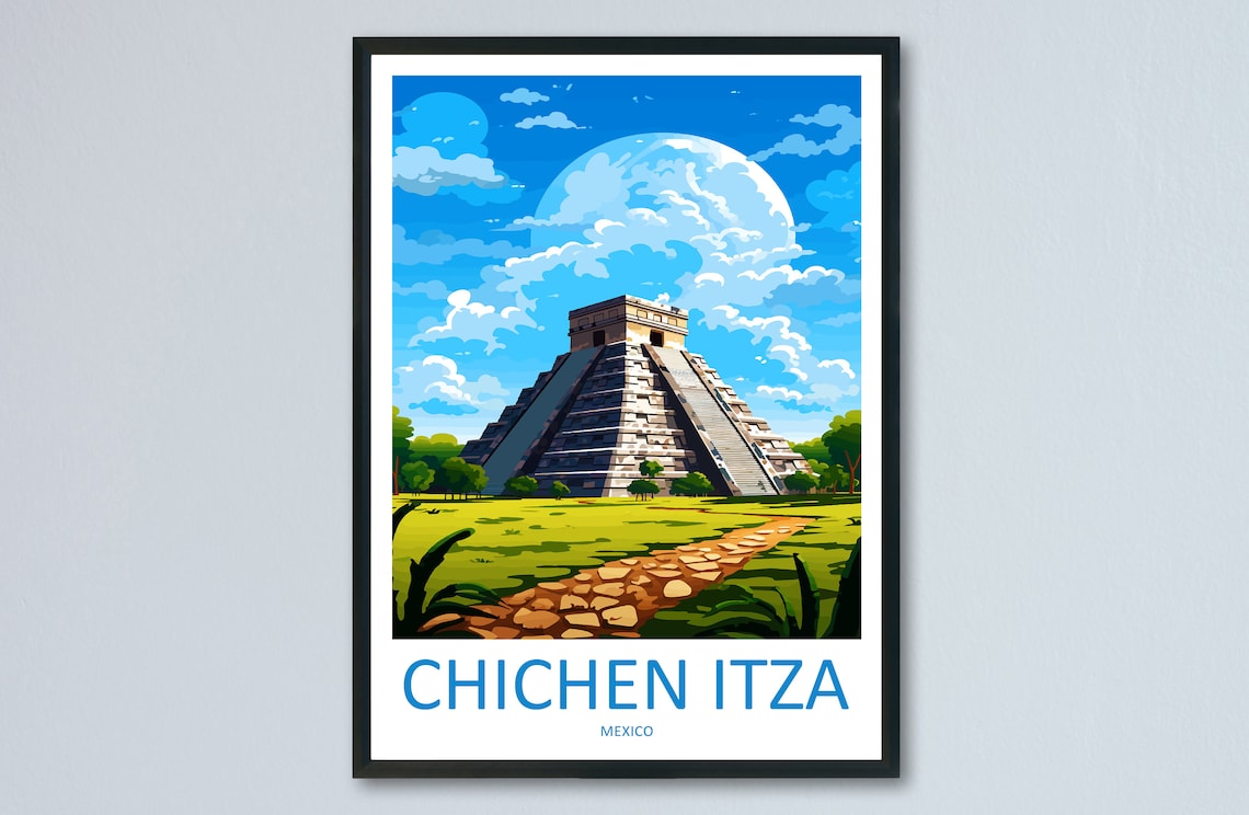 Chichen Itza Travel Poster, Travel Art Print