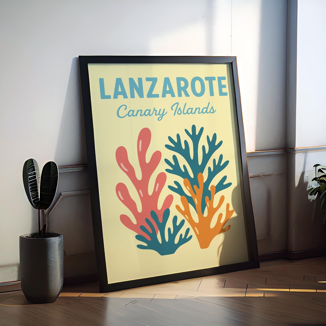 Lanzarote Canary Islands Colorful Coral Reef Preppy Travel Poster