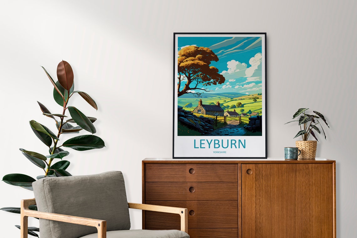 Leyburn Yorkshire Countryside Cottage Landscape Travel Poster - Image 2