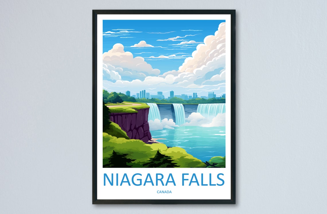 Niagara Falls Canada Falls from Cliffs Green Summer View Poster