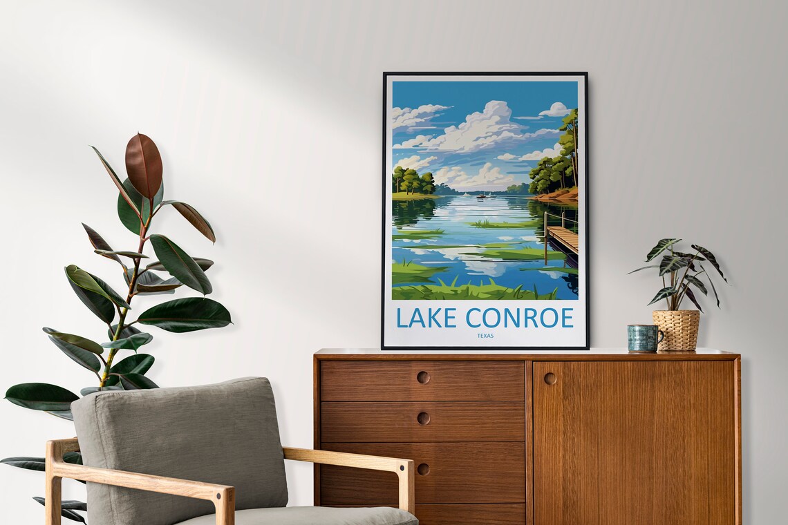 Lake Conroe Travel Poster, Texas Wall Art Print - Image 2