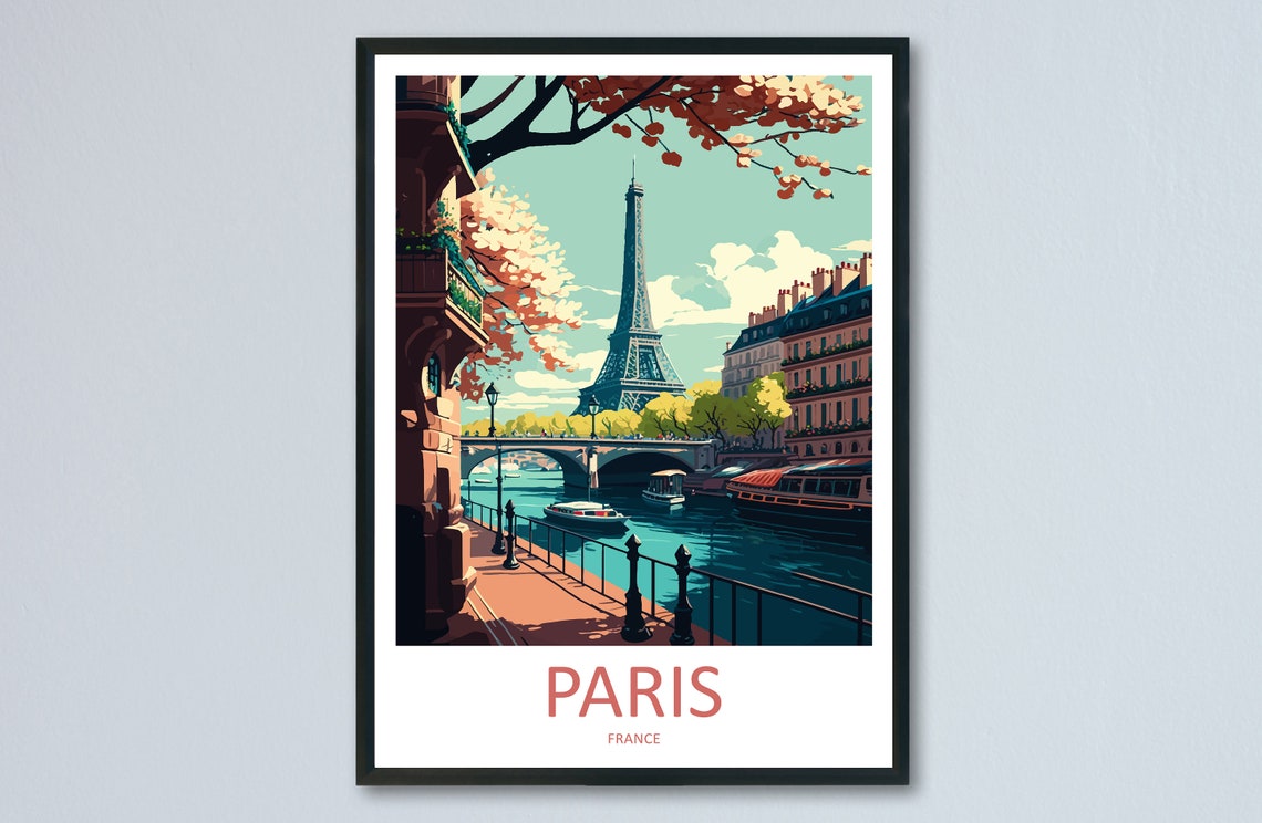 Paris Travel Poster, Europe Wall Decor