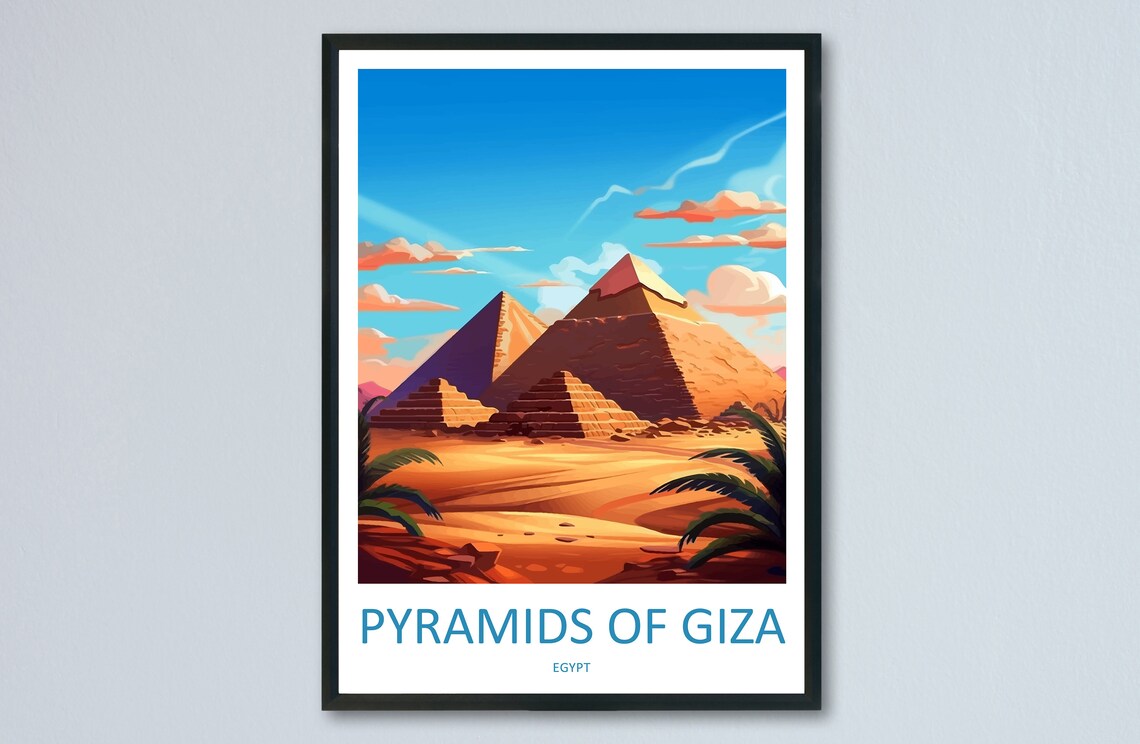 Pyramids Of Giza Egypt Under A Bright Blue Desert Sky Poster