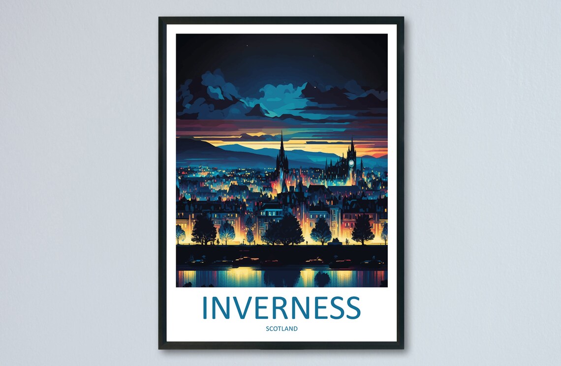 Inverness Cityscape Art Print, Scotland Decor