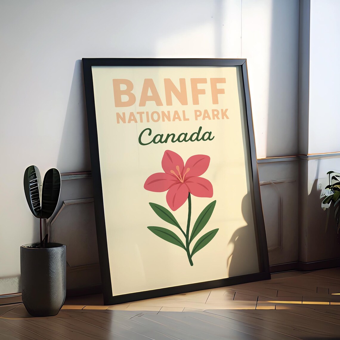 Banff National Park Canada Pink Wildflower Preppy Alpine Travel Poster