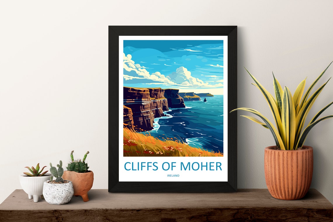 Cliffs of Moher Ireland Travel Poster with Dramatic Sea Cliffs - Image 3