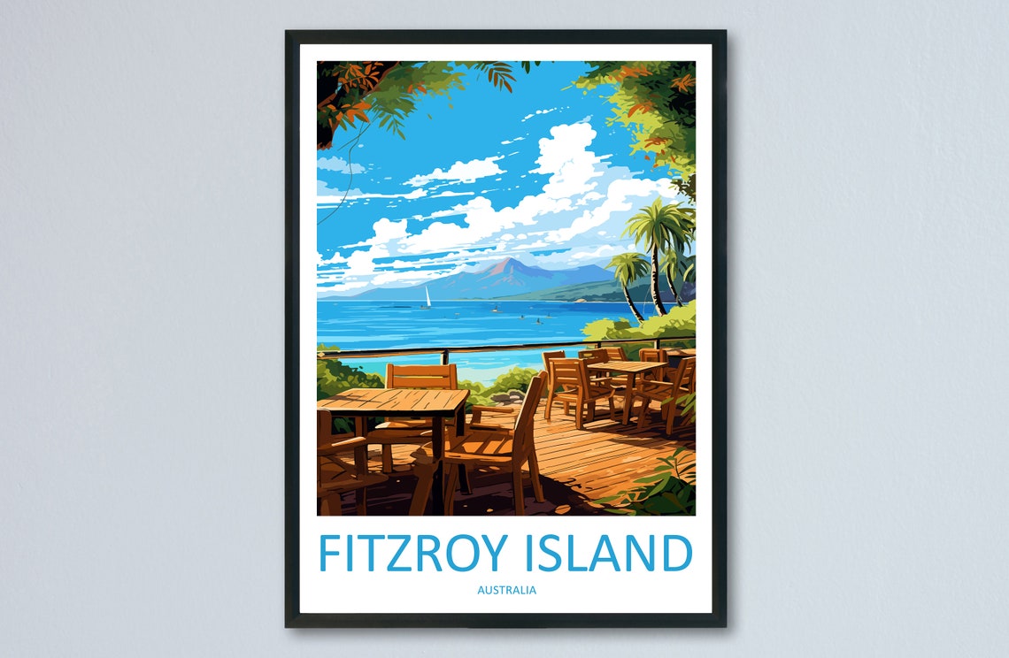 Fitzroy Island Beachfront Deck Ocean View Australia Travel Poster