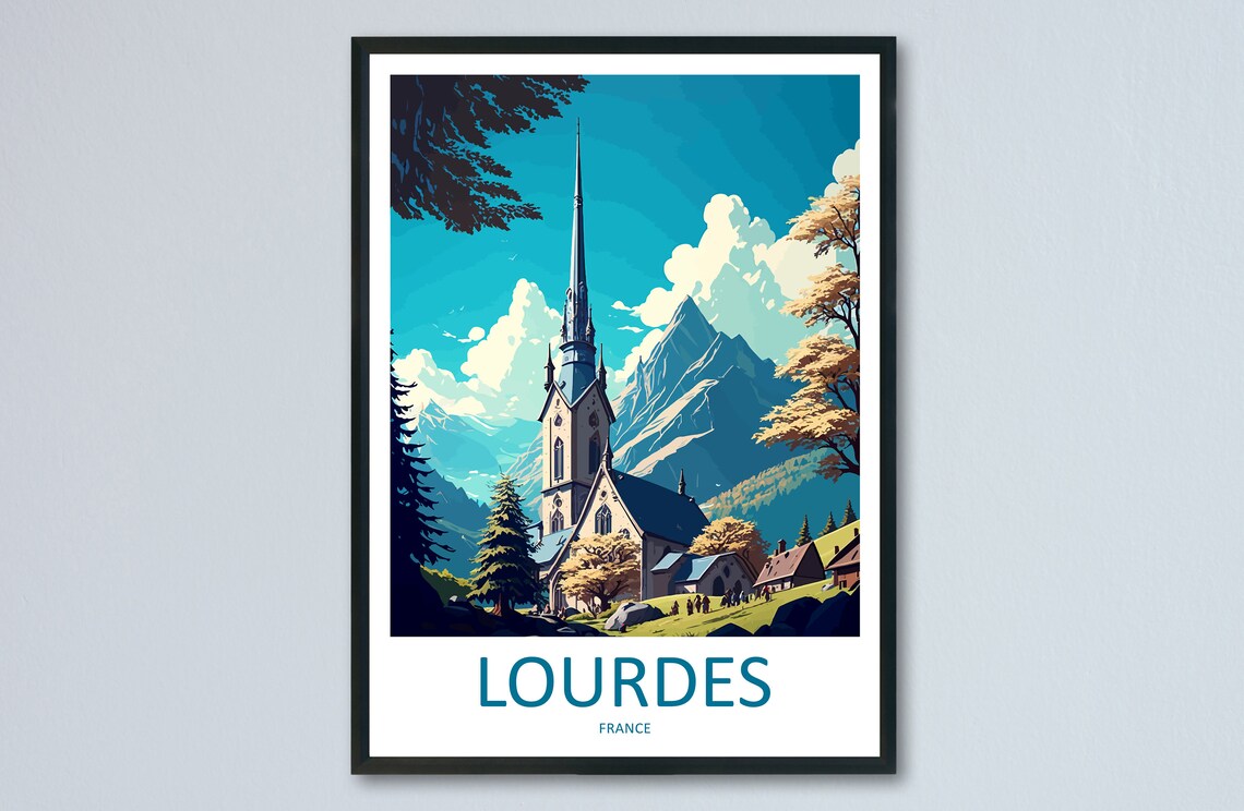 Lourdes Travel Poster, France Place Print