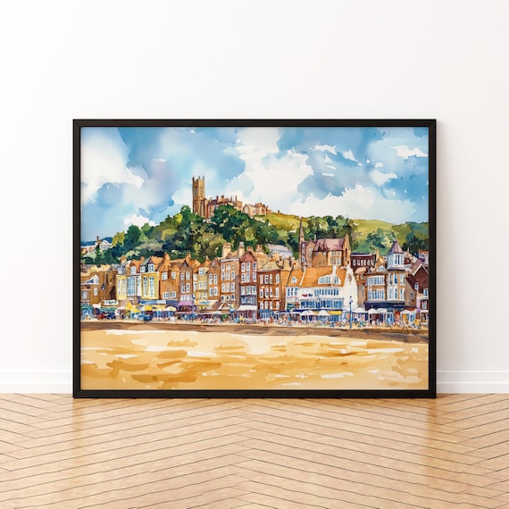 Scarborough England Beach Seafront Scarborough Abbey Hill Poster