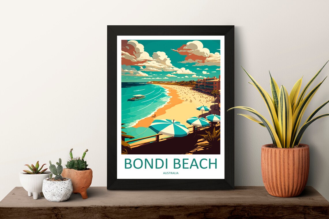 Bondi Beach Travel Poster, Australia Wall Decor - Image 3