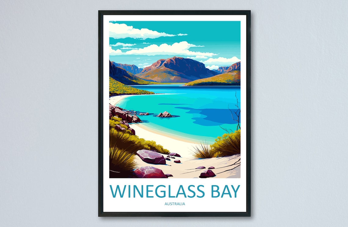 Wineglass Bay Travel Poster, Australia Wall Art