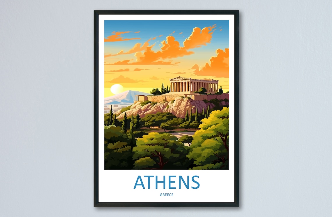 Athens Travel Poster, Greece Wall Art Print