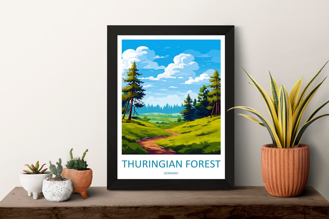 Thuringian Forest Germany Pine Hills Path Woodland Trail Poster - Image 3