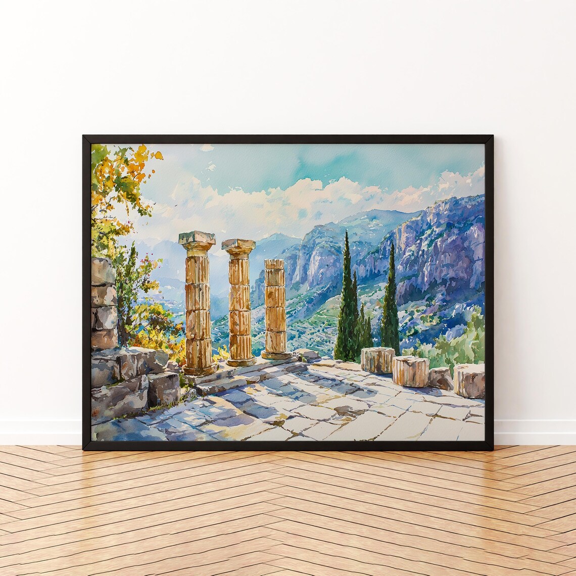 Delphi Watercolor Poster, Greece Travel Art Print