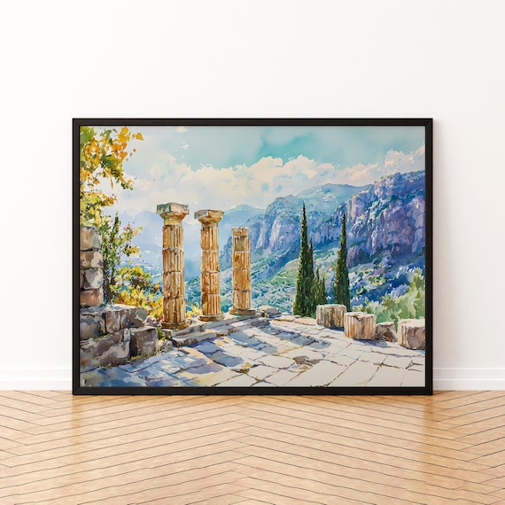 Delphi Watercolor Poster, Greece Travel Art Print