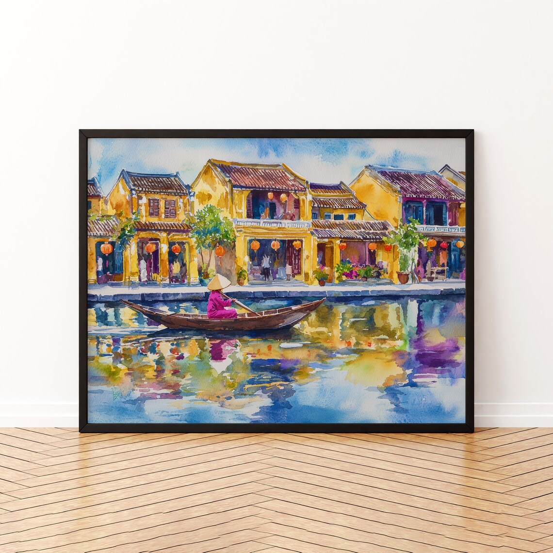 Hoi An Vietnam Watercolor Travel Poster, Lantern Town
