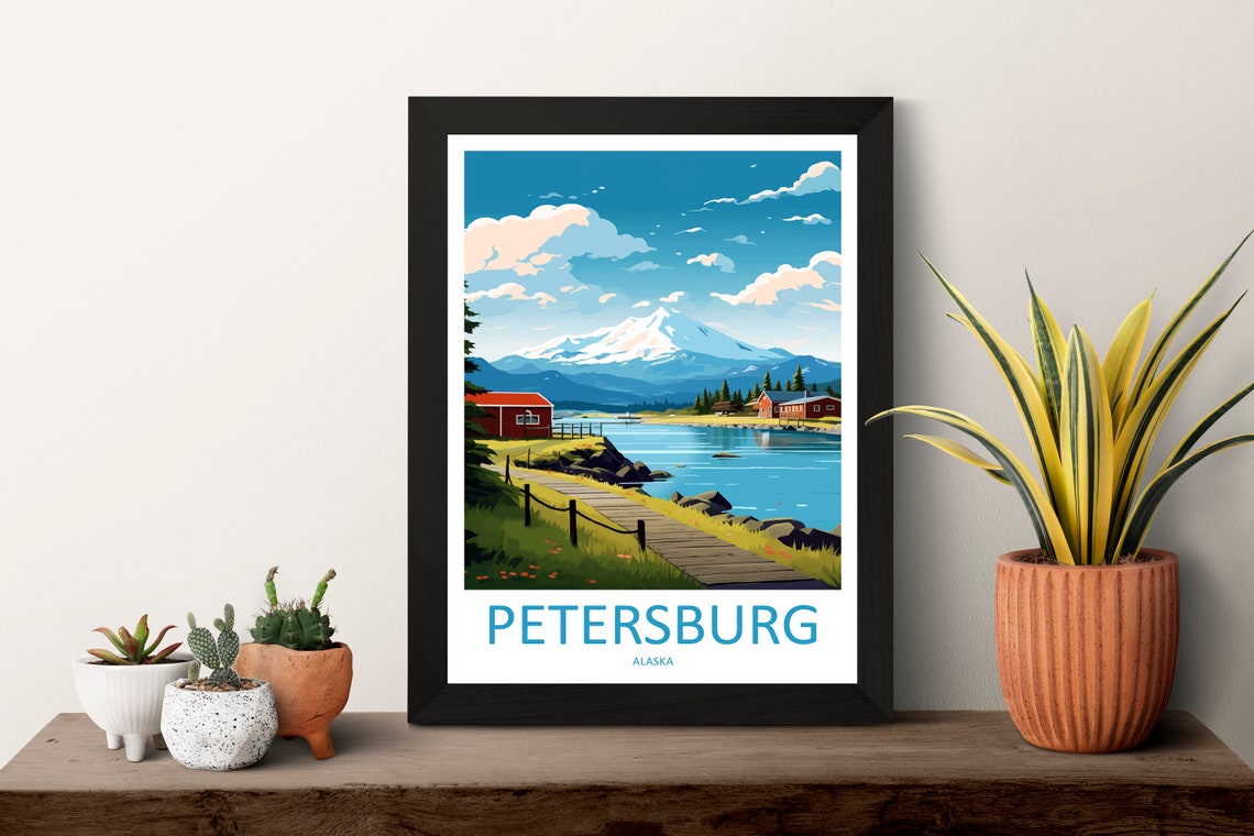 Petersburg Travel Print Wall Art Petersburg Wall Hanging Home Dcor Petersburg Gift Art Lovers Alaska Art Lover Gift Petersburg Wall Art - Image 3