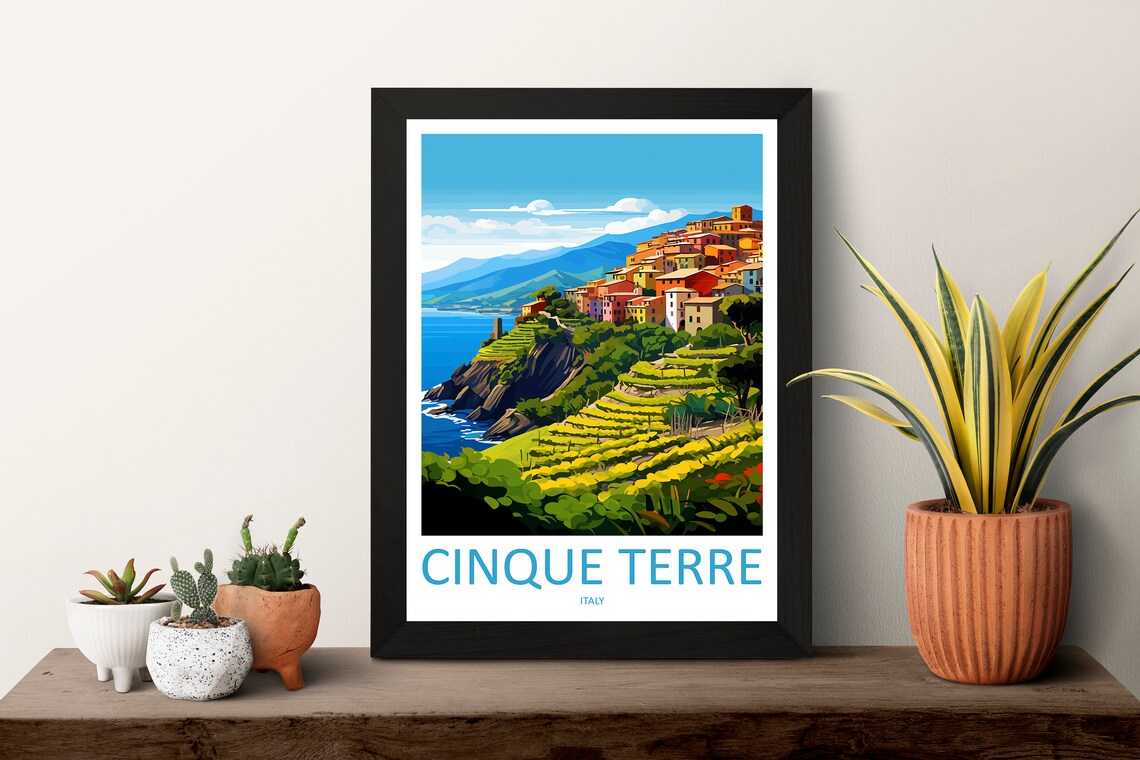 Cinque Terre Travel Poster, Italy Wall Art Print - Image 3
