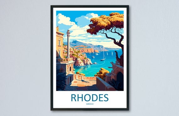 Rhodes Travel Poster, Greece Place Print
