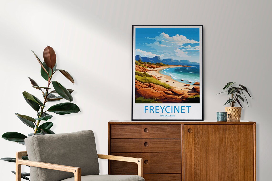 Freycinet National Park Rocky Coastline Beach Scene Travel Poster - Image 2