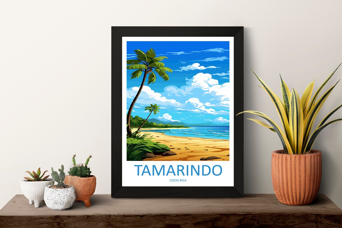 Tamarindo Costa Rica Palm Beach Surf Coast Vacation Scene Poster - Image 3