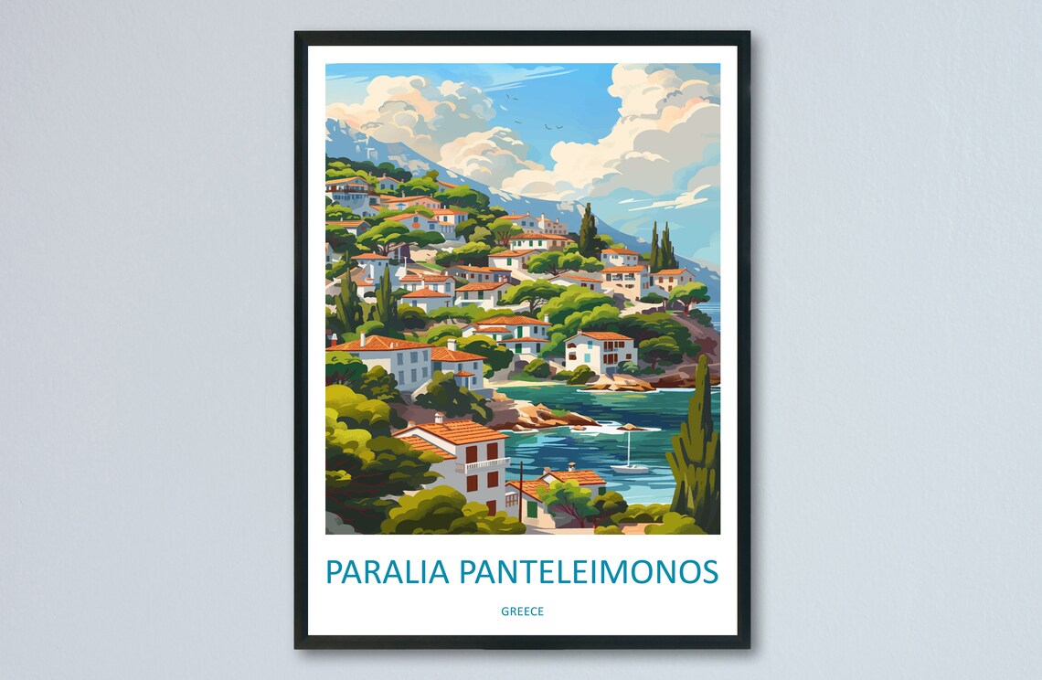 Paralia Panteleimonos Greek Village Cascading To The Aegean Sea Poster