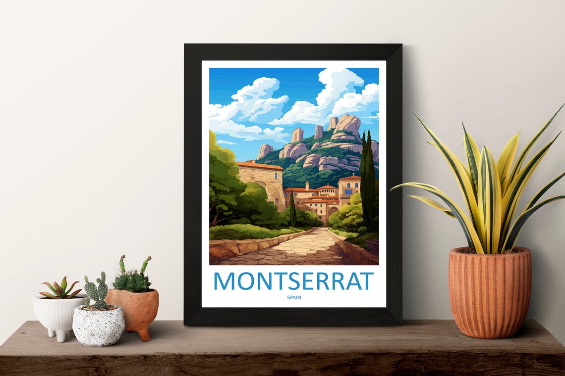 Montserrat Spain Mountain Abbey Path In Vivid Colors Travel Poster - Image 3