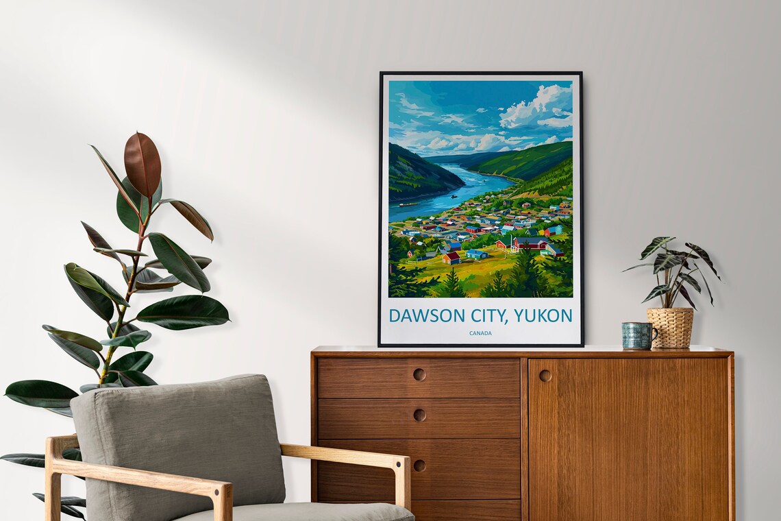 Dawson City Yukon Canada Illustrated Vintage Style Travel Poster - Image 2