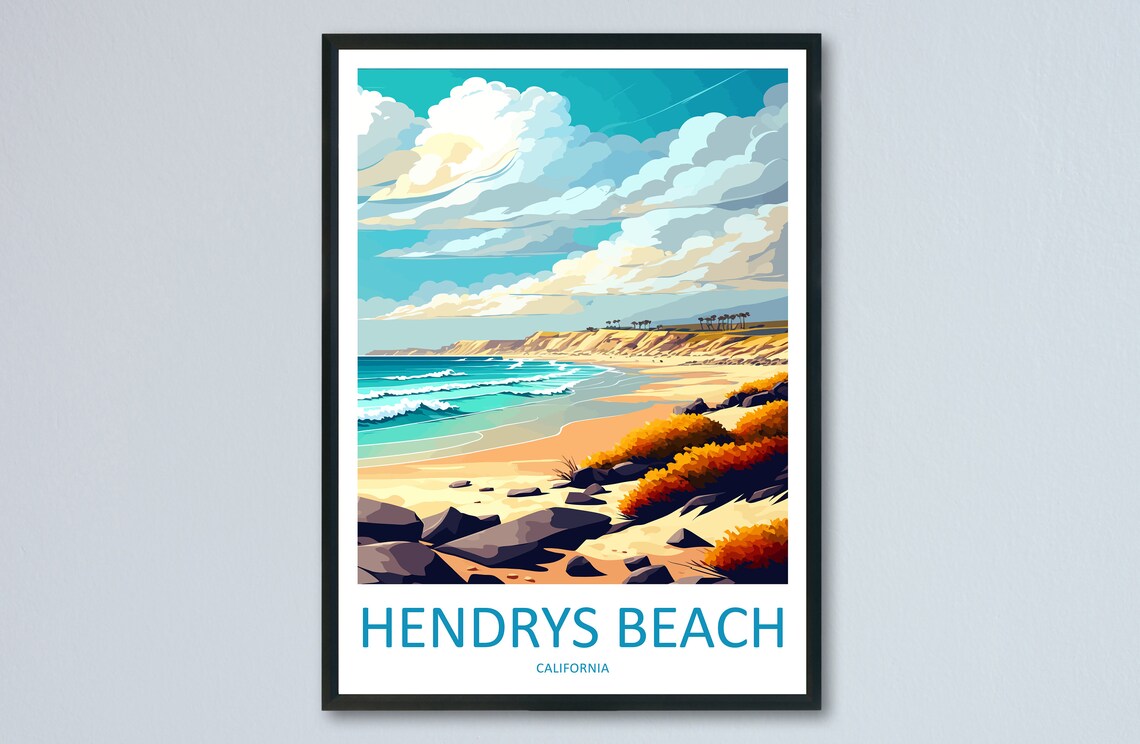 Hendrys Beach Travel Poster, California Wall Art