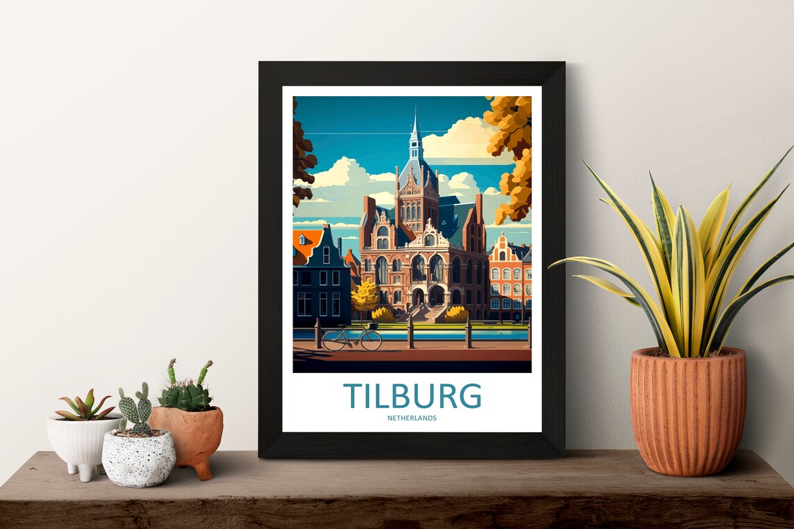 Tilburg Netherlands Historic Red Brick Building Retro Travel Poster - Image 3