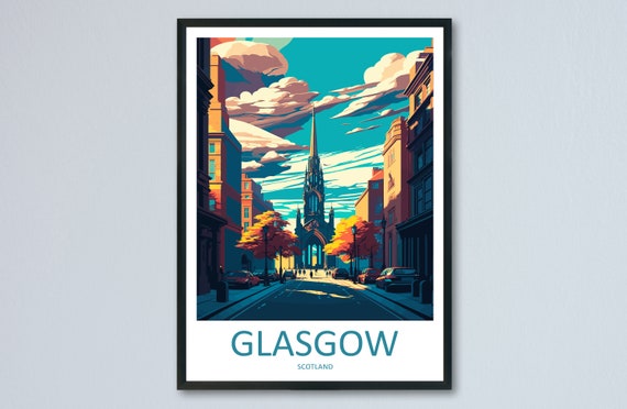 Glasgow Travel Poster, Scotland City Wall Art
