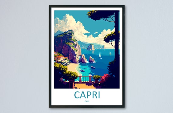 Capri Travel Poster, Europe Wall Art Print