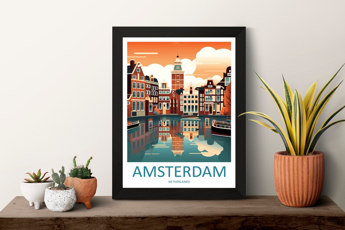 Amsterdam Travel Poster, Netherlands Home Decor - Image 3