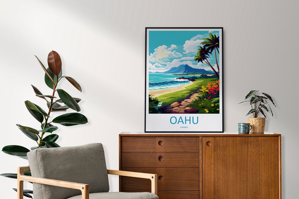 Oahu Travel Poster, Hawaii Destination Art Print - Image 2